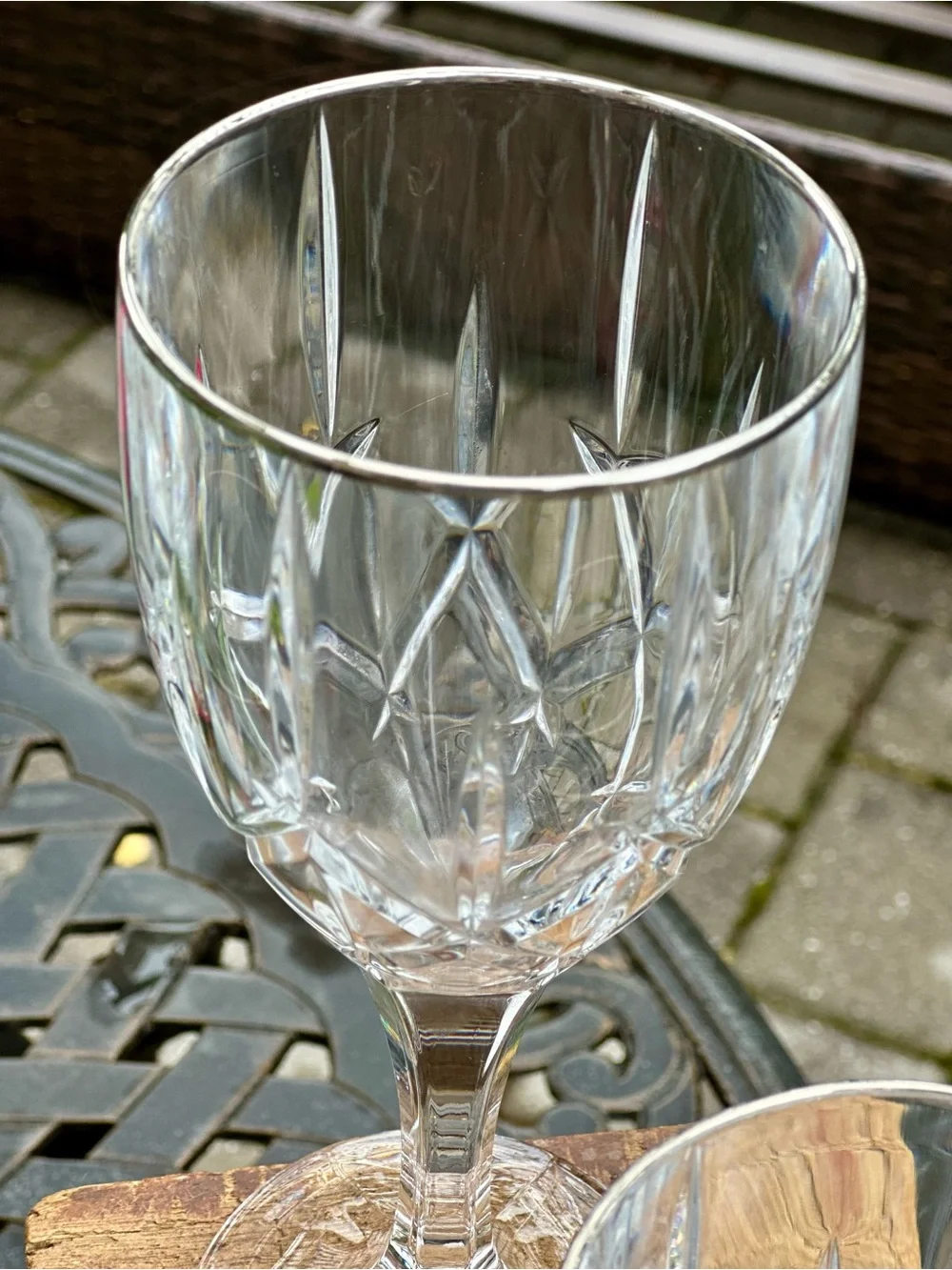 Gorham Lady Anne Platinum Crystal Wine Glasses Set of 4 Germany
